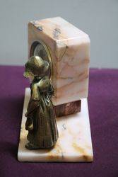 Rouge Marble 30 Hour Scout Clock With Brass Dutch Girl Figure 