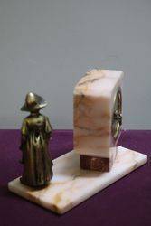 Rouge Marble 30 Hour Scout Clock With Brass Dutch Girl Figure 