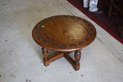 Round Carved Oak Coffee Table