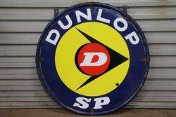 Round Dunlop D Double Sided Enamel Sign