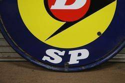 Round Dunlop D Double Sided Enamel Sign