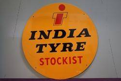Round India Tyre Stockist Tin Advertising Sign 