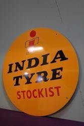 Round India Tyre Stockist Tin Advertising Sign 