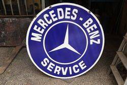 Round Mercedes Benz Service Enamel Advertising Sign 