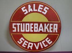 Round Studebaker Sales and  Service Double Sided Enamel Advertising Sign