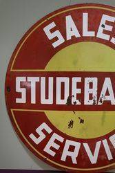 Round Studebaker Sales and  Service Double Sided Enamel Advertising Sign