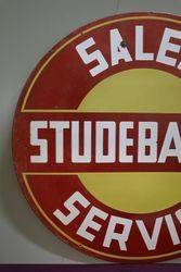 Round Studebaker Sales and  Service Double Sided Enamel Advertising Sign