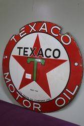Round Texaco Motor Oil Enamel Advertising Sign 