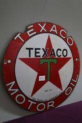 Round Texaco Motor Oil Enamel Advertising Sign 