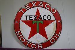 Round Texaco Motor Oil Enamel Advertising Sign 