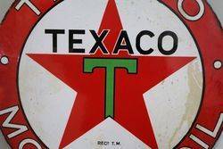 Round Texaco Motor Oil Enamel Advertising Sign 