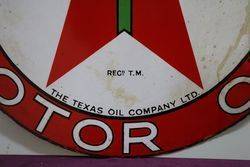 Round Texaco Motor Oil Enamel Advertising Sign 