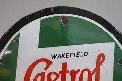 Round Wakefield Castrol Z Enamel Advertising Sign 