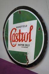 Round Wakefield Castrol Z Enamel Advertising Sign 