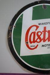 Round Wakefield Castrol Z Enamel Advertising Sign 