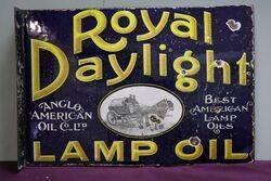 Royal Daylight Lamp Oil Double Sided Enamel Advertising Sign 