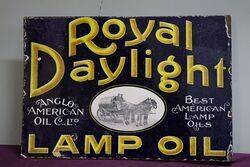 Royal Daylight Lamp Oil Double Sided Enamel Advertising Sign 