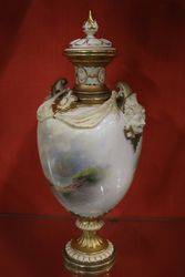 Royal Worcester Lidded Vase with Highland Cattle By JStinton c1924
