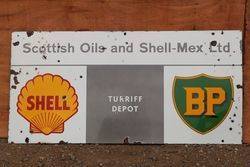 Scottish Oils and Shellmex +BP Enamel Advertising Sign 