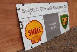 Scottish Oils and Shellmex +BP Enamel Advertising Sign 