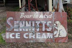 Sennitts Ice Cream Bear in Mind Enamel Advertising Sign 