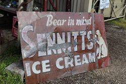 Sennitts Ice Cream Bear in Mind Enamel Advertising Sign 