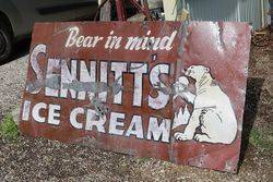 Sennitts Ice Cream Bear in Mind Enamel Advertising Sign 