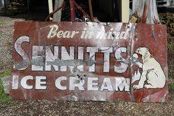 Sennitts Ice Cream Bear in Mind Enamel Advertising Sign 