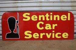 Sentinel Car Service Double Sided Tin Advertising Sign 
