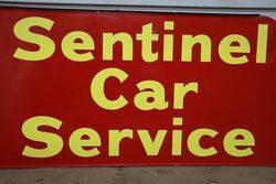 Sentinel Car Service Double Sided Tin Advertising Sign 