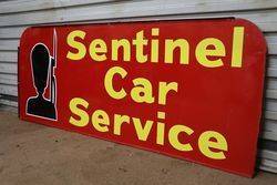 Sentinel Car Service Double Sided Tin Advertising Sign 