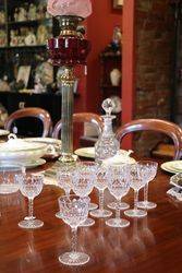 Set Of 10 Quality Cut Glass Wines Edwardian 