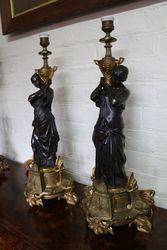 Set Of 2 Bronze Figure Lamps 