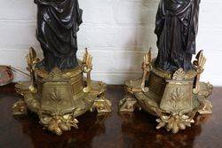 Set Of 2 Bronze Figure Lamps 