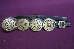 Set Of 4 Horse Brasses On Leather Strap 