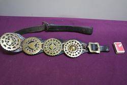 Set Of 4 Horse Brasses On Leather Strap 