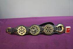 Set Of 4 Horse Brasses On Leather Strap 