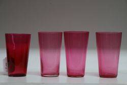 Set Of 4 Victorian Ruby Glass Tumblers  
