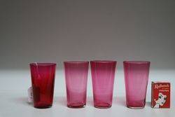 Set Of 4 Victorian Ruby Glass Tumblers  