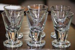 Set Of 6 Art Deco Bird Shot Glasses 