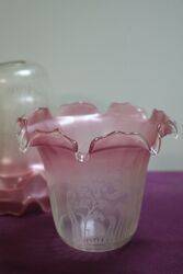 Set Of 6 Ruby Tipped Glass Lamp Shades 