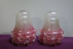 Set Of 6 Ruby Tipped Glass Lamp Shades 