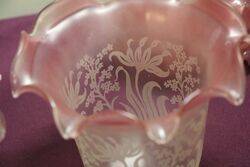 Set Of 6 Ruby Tipped Glass Lamp Shades 