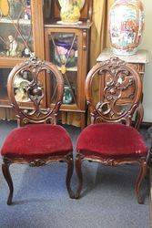 Set of 6 Antique Victorian Carved Walnut Cab Leg Chairs 