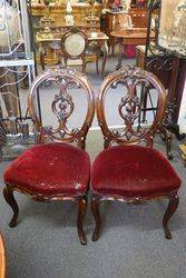 Set of 6 Antique Victorian Carved Walnut Cab Leg Chairs 