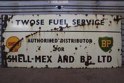 Shell And BP Enamel Advertising Sign 