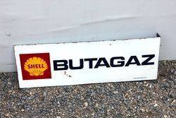 Shell Butagaz Post Mount Enamel Advertising Sign