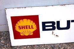 Shell Butagaz Post Mount Enamel Advertising Sign