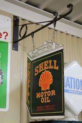 Shell Motor Oil Can Shaped  Hanging Enamel Advertising Sign 