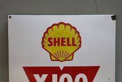 Shell X100 Motor Oil Multigrade Enamel Advertising Sign